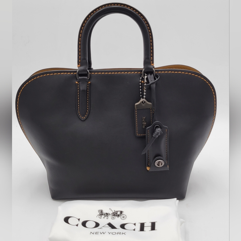 Coach Dark Leather Satchel with Tags